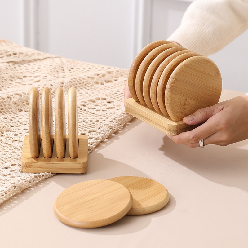 Bamboo Round Coaster Anti-scal - Coffee Tea Place recension och pris