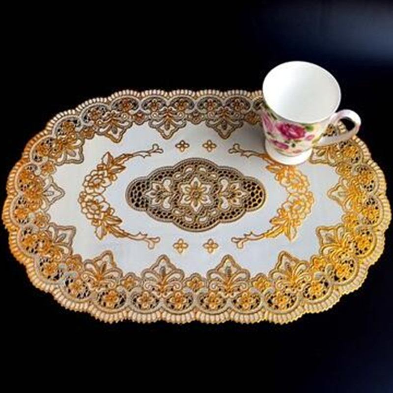 HOT Oval Lace PVC Gold Plastic - Coffee Tea Place recension och pris